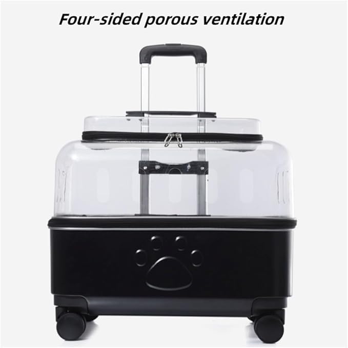 Breathable Hard Pet Stroller for Cats and Small Dogs, Modern Cat Carrier with Wheels, Portable Cat Rolling Carrier for Traveling, Camping(Dark Green)