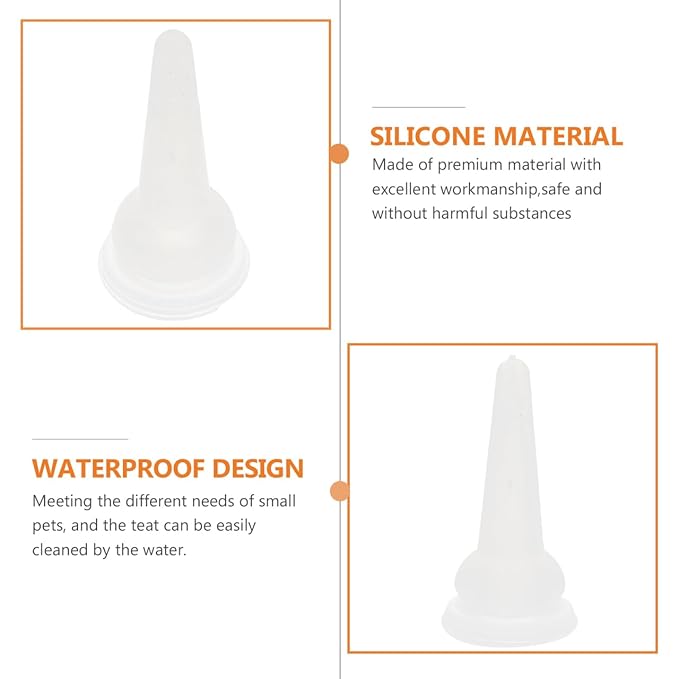 POPETPOP 40Pcs Kitten Nipples for Feeding : Silicone Pet Feeding Bottle Nipple Nursing Pacifiers for Kitten Puppy Rabbit, 1.38X0.51X0.51in (White)