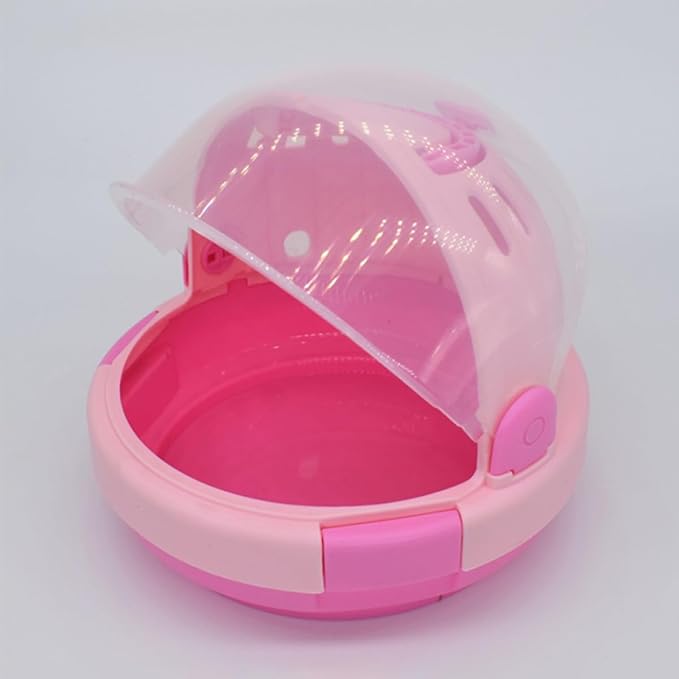 Yardwe Portable Small Parrot Cage with Pink Plush Nest Handheld Travel Pet Birds Carrier for Small Parrots and Young Birds Warm Space Capsule