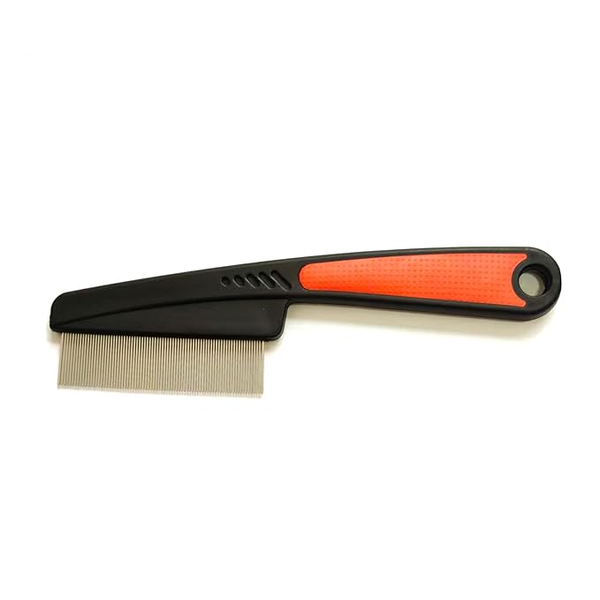 KEAIYYJ- Flea Comb for Cats Dogs Pet Tick Brush Fine Tooth (Black/Red)