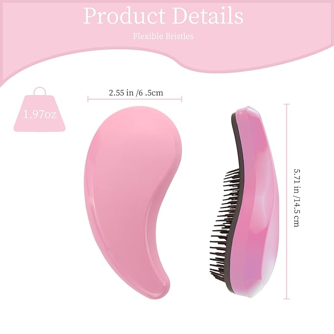 Comma-Shaped Small Dog Brush, Fit for Yorkie, Shih Tzu, Maltese Maltipoo Pomeranian - Gentle Soft Bristles for Effortless Pet Hair Removal, Puppy Essentials (Pink)