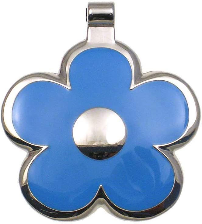 LuckyPet Flower Jewelry Pet ID Tag for Dogs and Cats, Easy to Read Personalized Engraving on Back Side, Large, LightBlue