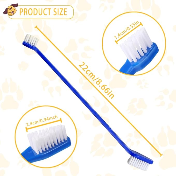 20 Pcs Dog Toothbrush Bulk - 8 Colors Dual Headed Dental Brushes Puppy Tooth Brushing Kit - Long Handle Dog Tooth Brush for Large Small Dogs Cats and Most Pets Teeth Cleaning Dental Care Supplies