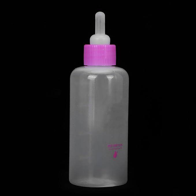 CHICIRIS Environment Protection Gel Pet Nursing Kit, Clear Scale Milk Capacity, Puppy Kitten Feeding Bottle, 6PCSSet 60ml, Four Spare Nipples, Ideal for Small and Large Babies (Pink)