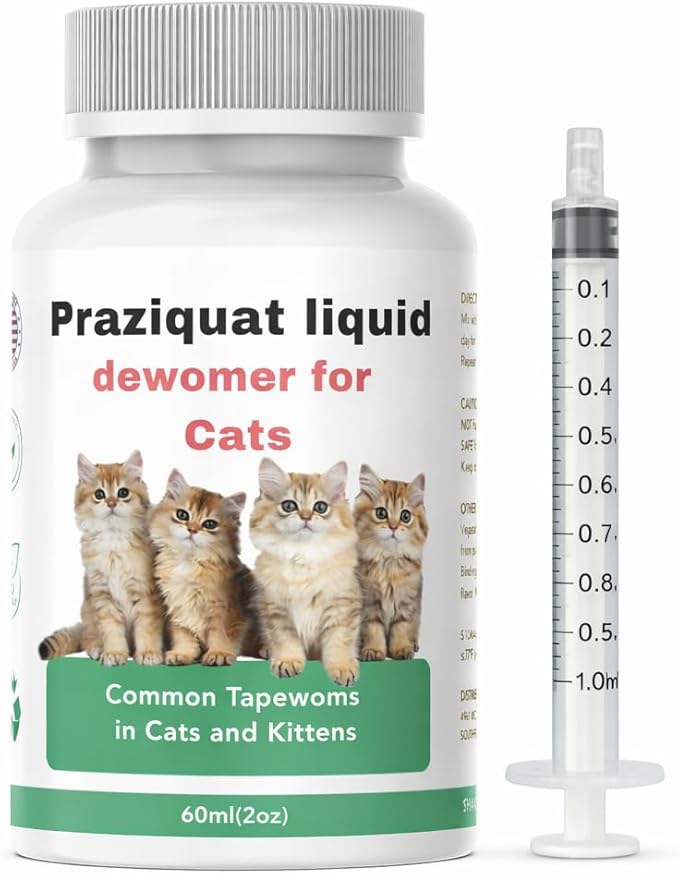 lvermect Liquid for Cats, Praziquat Dewomax, Kitten Gut Health, Promotes Immune & Digestive Support - 2oz, 60ml with 1ml Dropper