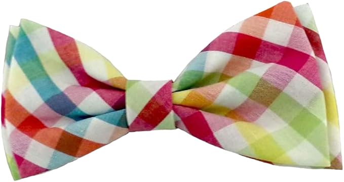 Huxley & Kent Bow Tie for Pets | Yellow/Orange Check (Extra-Large) | Easter Spring Bow Tie Collar Attachment | Fun Bow Ties for Dogs & Cats | Cute, Comfortable, and Durable | H&K Bow Tie