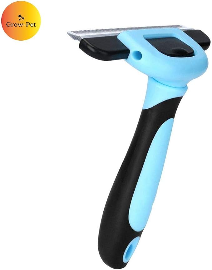 Deshedding Tool and Grooming Brush for Dogs and Cats, Effective Grooming Tool with Stainless Steel Trimming Blade, and Reduces Shedding by Up to 95%