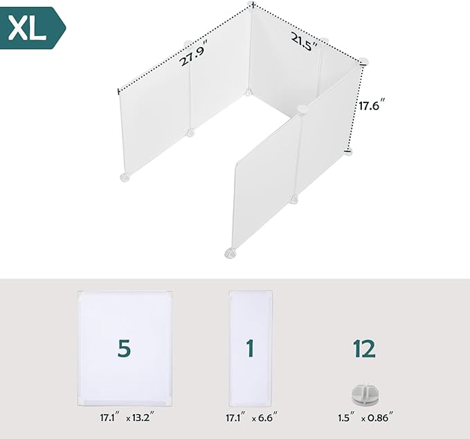 MEEXPAWS Cat Litter Box Enclosure Splash Guard Extra Large 28L × 21.5W x 18H inch, Light Weight Plastic Sheets Easy Clean (White)