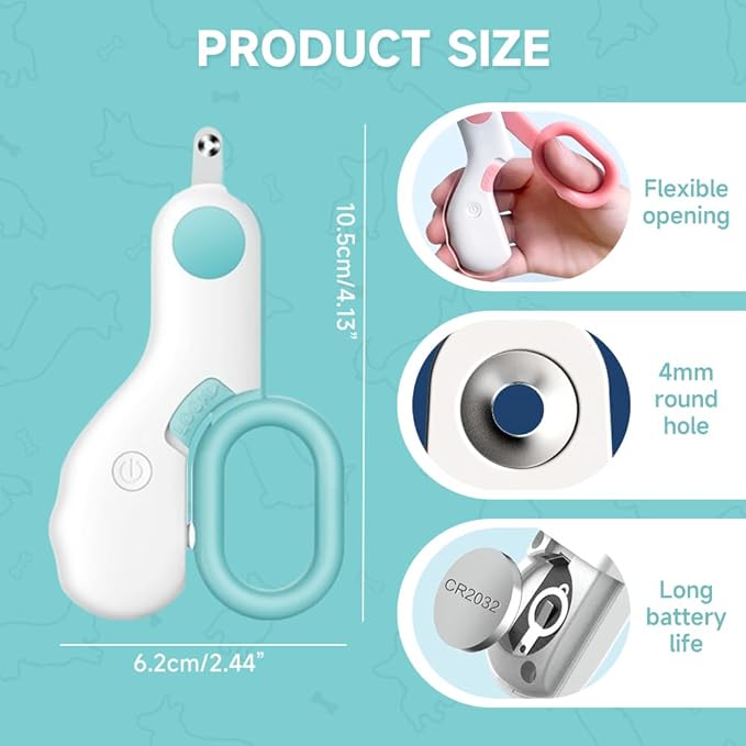 Pet Nail Clippers,2026 New Cat Nail Clipper with LED Light,Professional Claw Trimmer,Easy and Pain-Free Grooming Tool for Tiny Kitten Bunny Rabbit Bird Guinea Pigs Ferret Hamsters (A-Blue/1pcs)