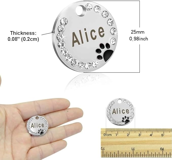 Personalized Dog/Cat Cute Paw Pet ID Tag with Unique Laser Engraving Name and Phone Number for Pet Collar or Key Chain (Blue)