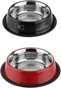2 Pack Stainless Steel Dog Bowls – 23.6 fl oz Anti-Skid Food & Water Bowls for Small Dogs, Puppies & Cats | Dog Food & Water Bowl | Dog Feeding Bowl (Black & Red)