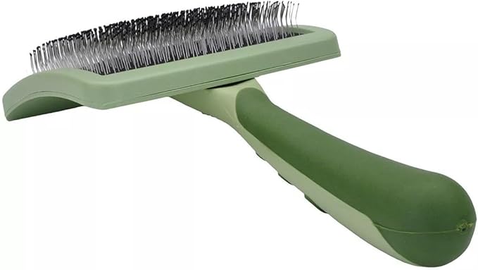 Coastal Dog Slicker Brush, Green - Grooming & Shedding Brush for Dogs of All Hair Types - Curved Design for Easy Detangling - Non-Slip Handle, 6.75'' x 4.25''
