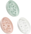 Melamine Cat Slow Feeder Bowl Set - Floral Maze Food Dishes for Cats and Small Dogs - Shallow Wide Plates for Dry & Wet Food - 3 Pack - White & Pink & Green