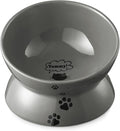 Y YHY Raised Cat Food Bowl, Ceramic Elevated Bowl, Protects Cat's Spine, Anti Vomiting, Backflow Prevention, Grey