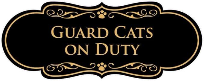 Designer Paws, Guard Cats on Duty (Black/Gold) - Small