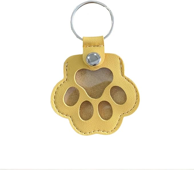 Pet Memorial Keychain Leather Cat Claw Keychain Pet Hair Keepsake Box Cherished Memories Gifts for Pet Lovers (Yellow)
