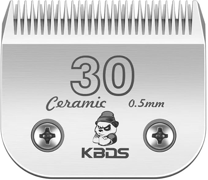 KBDS 30 Detachable Ceramic Pet Clipper Blades,Compatible with Most Andis,Oster,Wahl A5 Clippers,Made of Ceramic Blade Cutter and Carbon Steel Blade,1/50'' 0.5mm Cut Length, #30 Blade