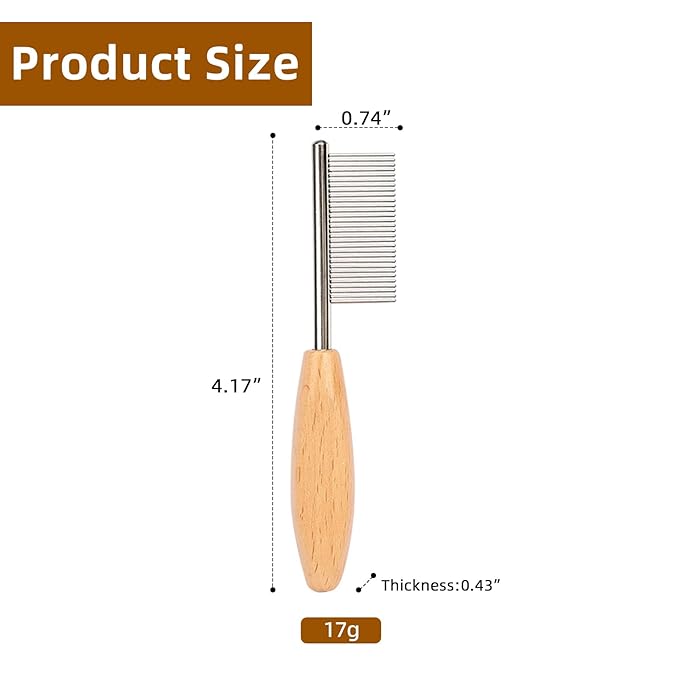 Small Dog Comb with Wooden Handle Dog Eyes&Mouth&Face Metal Comb Pet Fine Tooth Flea Comb Pet Grooming Tool for Dogs and Cats Gentle Remove Loose Hair Dirt Fleas