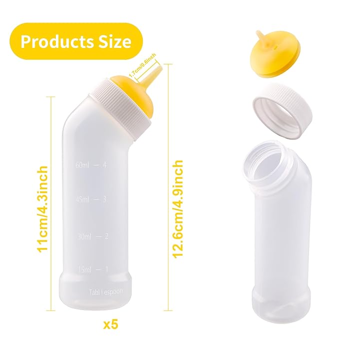Pet Nursing Bottle for Newborn Animals,Kitten Bottle Feeding Kit Silicone Nipple for Kittens Puppys Rabbits Squirrel (Yellow, Medium)