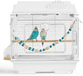 Clear View Bird Cage, Indoor & Travel Small Birdcage for Parakeet, Parrot, Budgies, Cockatiels, Canary |Easy Clean Safe Materials (Single Layer)