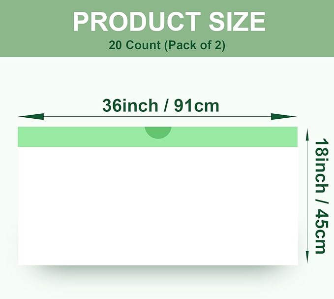 20 Count 36" x 18" Cat Litter Box Liners bag xl extra large, 2 Rolls Drawstring Litter Bags, Extra Thick Litter Pan Liners Heavy Duty,（2-Pc/20 Counts）