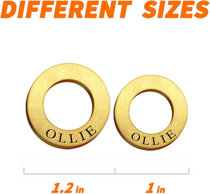 Dogs ID Tags Personalized Double Sided Deep Engraved Cat & Dog Collar Charm Ring Shape Brass Large