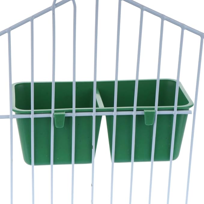 12 Pack Bird Plastic Feeder 2-in-1 Double Trough Bird Seed Food Feeding Dish for BIrd Cage Poultry Pigeon Parrot Parakeet Budgie