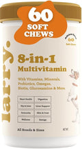 Larry 8-in-1 Multivitamin Dog | Heart, Digestion, Liver, Skin, Coat, & Joint Support for Dogs | Dog Vitamins with Vitamins, Minerals, Omegas, & Glucosamine Chondroitin | 60 Soft Chews