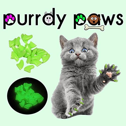 40 Pack Soft Nail Caps for Cat Claws Green Glow in The Dark Large