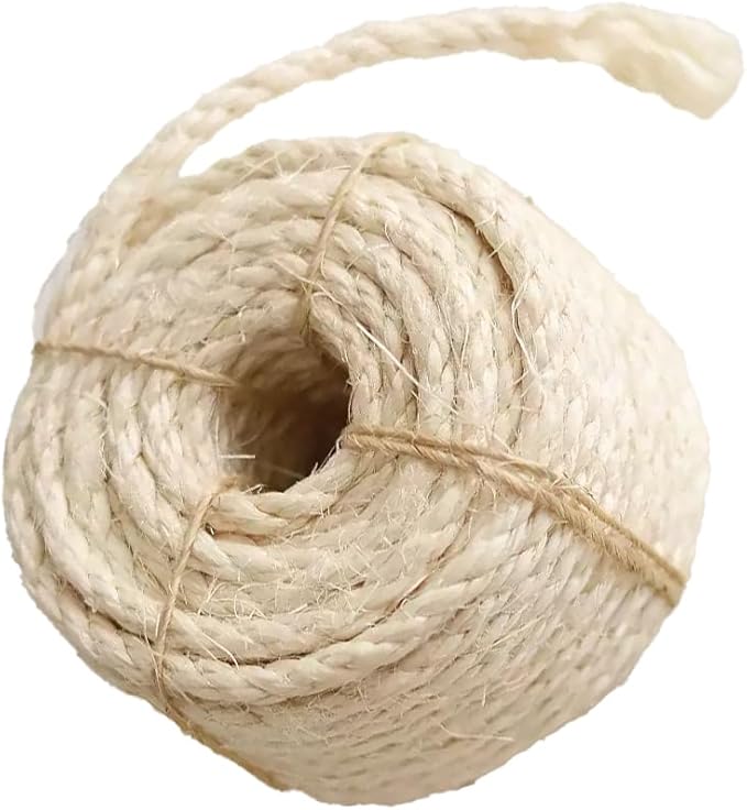 Natural Sisal Rope for Cat Scratcher Replacement, Durable Cat Tree Post Repair Cord for DIY Projects, Climbing Towers, Furniture Protection, Scratch Pad, Crafts, Garden, and Home Décor Use