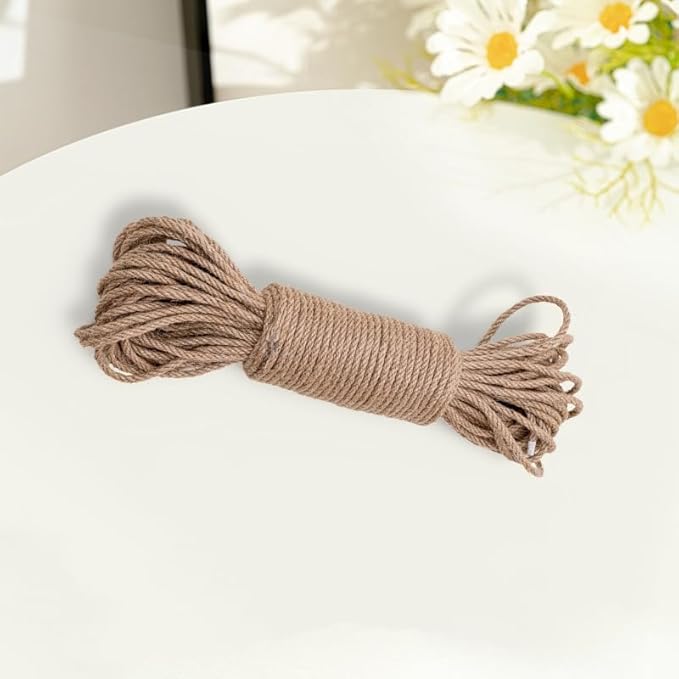 Sisal Rope for Cat Scratchers, Cat Tree,Cat Scratching Sisal Rope Natural Jute Hemp Rope, Ideal for Replace Scratching Post, Repair Cats Tree, DIY Projects 6mm(30m/98.4 Feet)