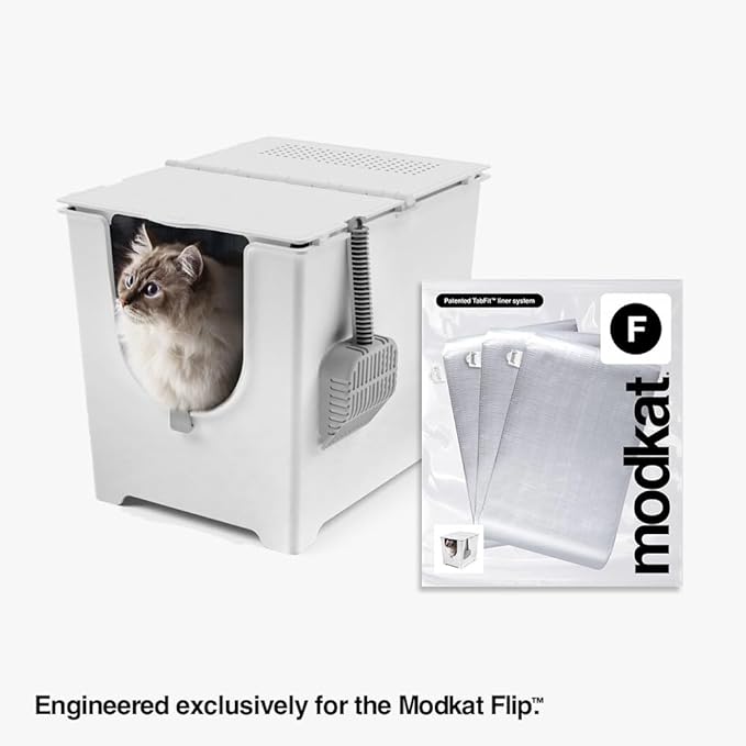 Modkat® Official Flip Liner F (3-Pack), Patented TabFit™ Cat Litter Box Liners for the Modkat Flip