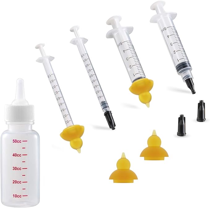 Pet Nursing Bottle, Pet Feeding Nipple, Nursing Bottle Kits for Feed Puppy & Kitten milk, with 1 * Pet Feeding Bottle, 4 * Pet Feeding Nipple, Fit for Kittens, Puppies, Rabbits, Squirrels, Hamster