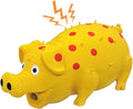 Andiker Dog Squeaky Toy, Dots Latex Dogs Chew Toys with a Oinks Sound Squeaker Grunting Pig Dog Toy Durable Self Play 8" Dogs Squeeze Toy for Dental Biting Chasing to Kill Boring Time (Yellow)