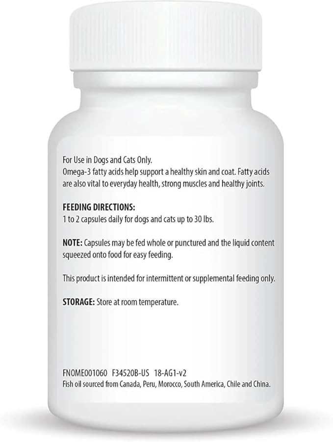 Ceva Derma-3 Softgels, Omega-3 Fatty Acid & Vitamin Supplement for Small Dogs + Cats (60 Count)