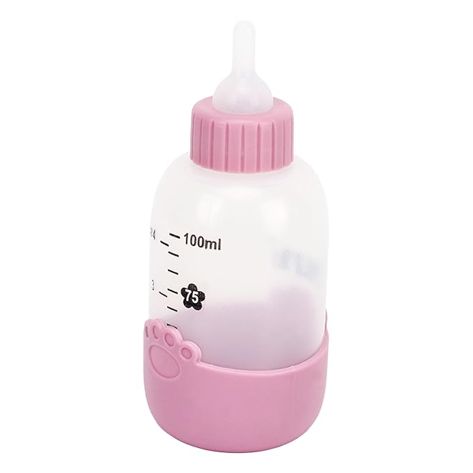 Portable Silicone Pet Nursing Bottle - 3pcs Nipples, Ideal for Newborn Kittens, Puppies, Hamsters, Rabbits (Pink)