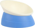 Bulldog Bowl Anti-Slip Dog Cat Dish Detachable Rubber Dog Bowl Pet Sterile Tilted Pet Feeder Slope Base (Blue, 2 Cup (Small/Medium Dog))