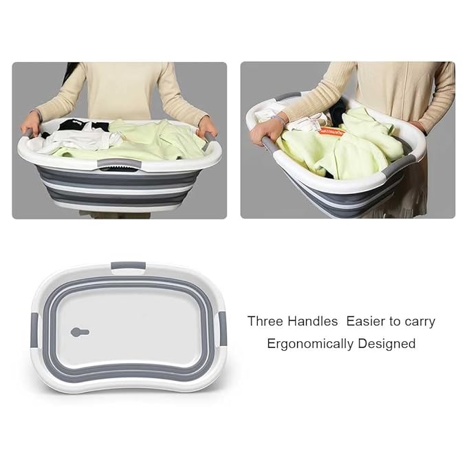 ddLUCK Multi-Functional Collapsible Pet Bathtub with Drainage Hole, 3 Handled Dog Bath Tub, Portable Indoor Outdoor Foldable Washing Tub Bathing Tub Small Pets Bathtub for Puppy Small Dogs Cats