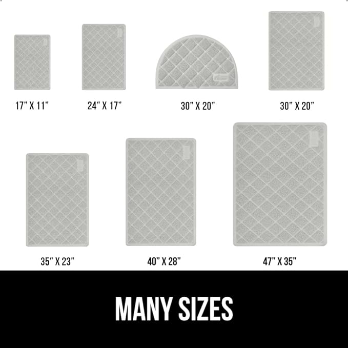 GORILLA GRIP Cat Litter Box Mat, Water Resistant, US Designed Kitty Litter Trapping Mats, Easy to Clean, Scatter Control, Less Mess and Clean Floors, Kitten Supplies for Indoor Cats, 24x17 Light Gray