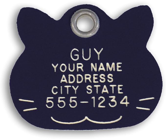 LuckyPet Plastic Pet ID Tags - Dog Personalized IDs - Durable Engraved Name Noiseless Tag - Suitable for Dogs and Cats - Outlasts Most Aluminum Tags - Small, Black Cat