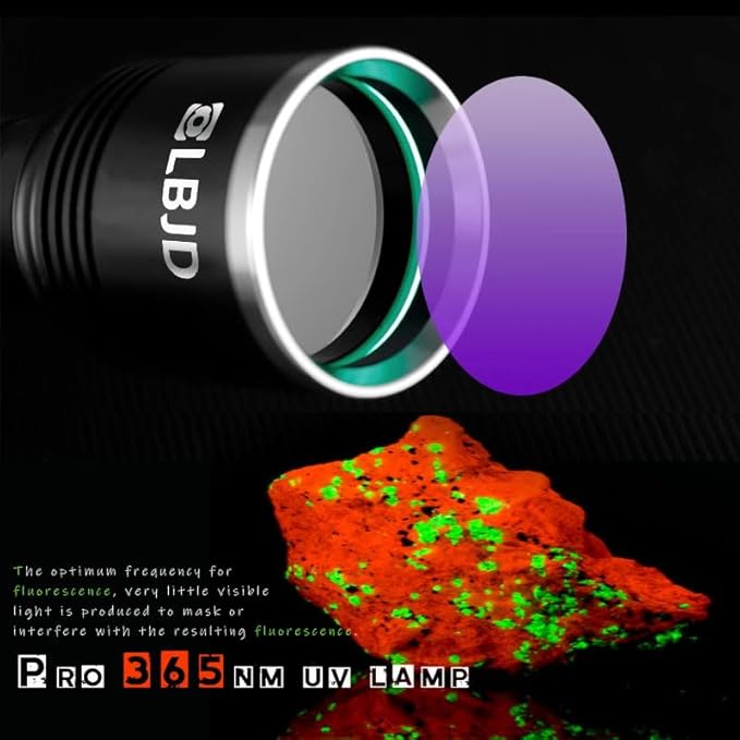Black Light Flashlight, 365NM Rechargeable Filtered UV Flashlights with High Power Battery for pet Urine Detection, Resin Curing, Scorpions, Rocks Hunting, Car Leaks