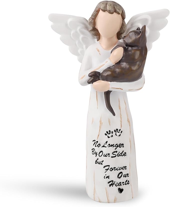 Cat Memorial Gifts, Cat Memorial Gifts for Loss of Cat, Pet Cat Remembrance Gifts, Cat Angel Figurine Statue for Cat Lovers in Memory of Their Beloved Cat(Brown Angel Cat)