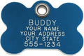 Durable Plastic Pet ID Tag, Outlasts Cheap Aluminum Tags for The Same Price, Custom Engraved, Large Blue Bone
