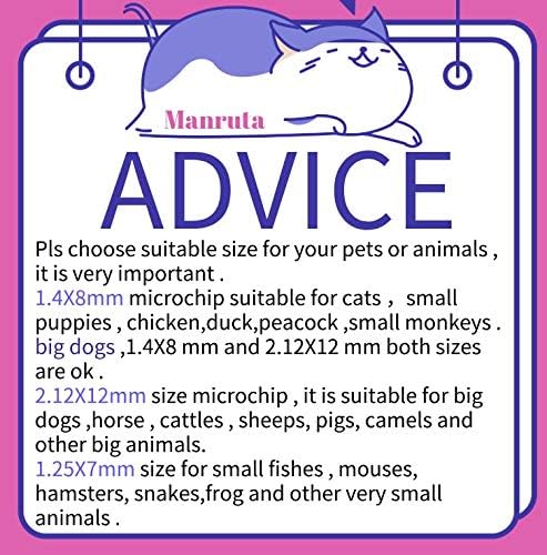 5 Pack Manruta 1.4 MM Dia 8 MM Length Small Pet ID Microchip for Dogs and Cats ISO 11784/5 134.2Khz with 15 Digit ID Number