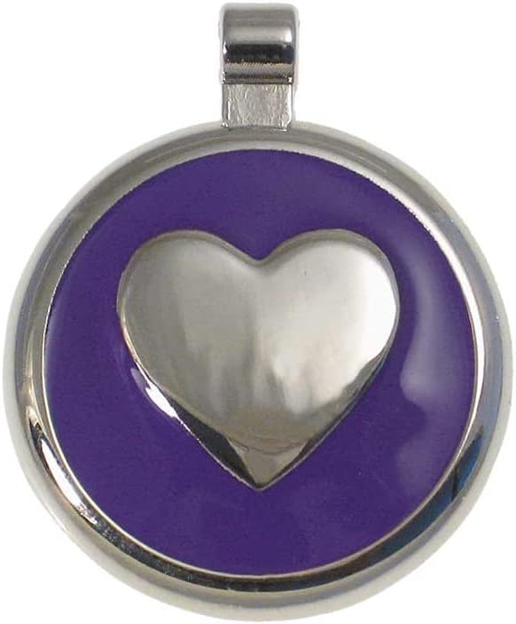 LuckyPet Heart Jewelry Pet ID Tag for Cats and Dogs, Personalized Engraving on The Back Side, Small Purple Heart