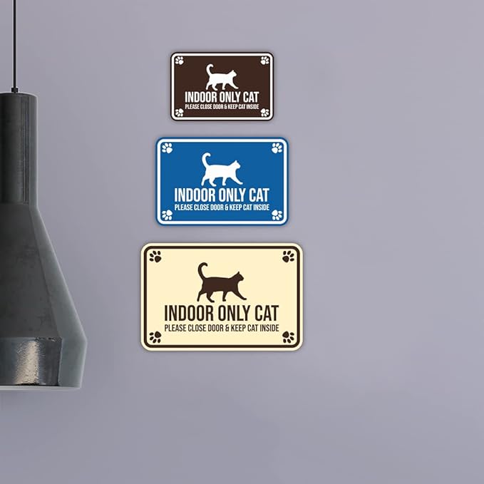 Indoor-Only Cat Sign, Classic Framed Paws by Motto Lita