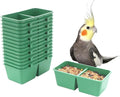 12 Pack Bird Plastic Feeder 2-in-1 Double Trough Bird Seed Food Feeding Dish for BIrd Cage Poultry Pigeon Parrot Parakeet Budgie