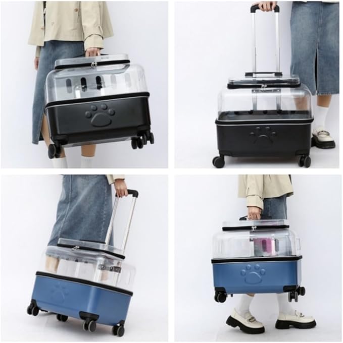 Breathable Hard Pet Stroller for Cats and Small Dogs, Modern Cat Carrier with Wheels, Portable Cat Rolling Carrier for Traveling, Camping(Dark Green)