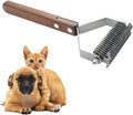 Large 2-Sided Undercoat Rake for Dogs and Cats，Professional Pet Grooming Shedding Tool Combs for Animals，Stainless Steel with Wooden Handle for Thick Coats (20-Blades)