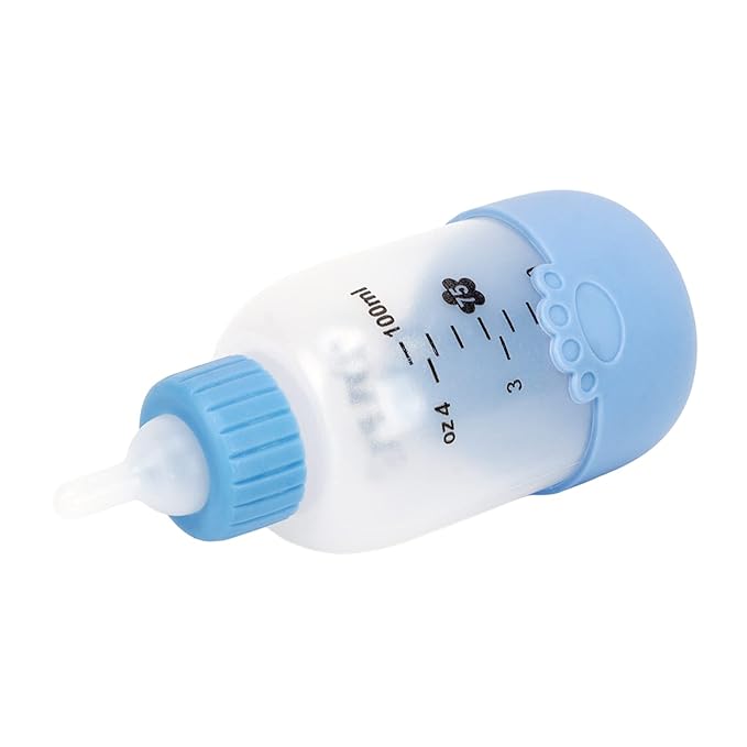 CHICIRIS Pet Nursing Bottle, Portable Paw Pattern Silicone Pet Milk Bottle with 3 Pcs Nipples, Cat Feeding Bottle for Newborn Kittens Hamster Puppies Rabbits (Blue)